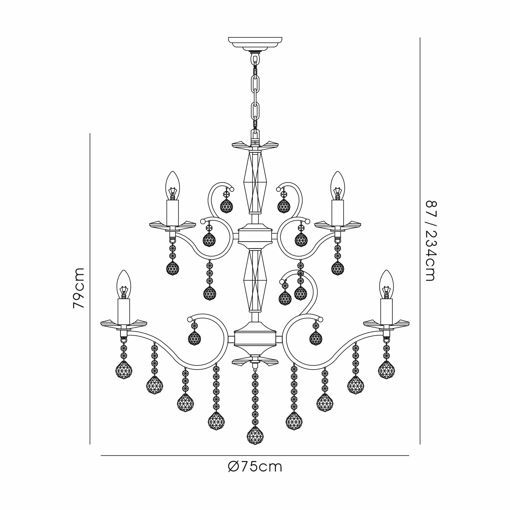 IL32128+4  Zinta Crystal Chandelier 12 Light (15.0kg) Antique Brass (Requires Construction/Connection)